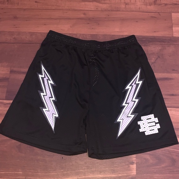 Eric Emanuel black lightning bolt shorts